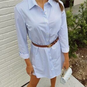Rachel Parcell Light Blue Pinstripe Button-Up Shirt Dress